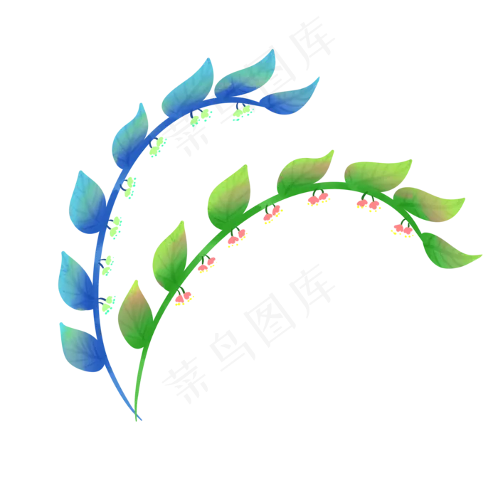 绿色植物叶子手绘兰花透明底免抠(2000X2000(DPI:299))psd模版下载