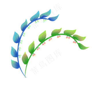 绿色植物叶子手绘兰花透明底免抠