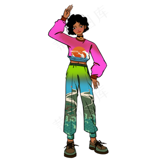 国潮时尚青年女孩女生搭配