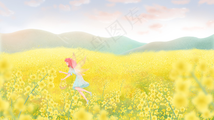 仙女赏花采花游玩