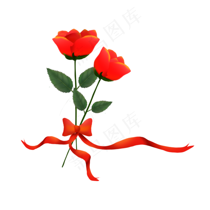 情人节玫瑰飘带唯美png素材下载(2000X2000(DPI:300))psd模版下载