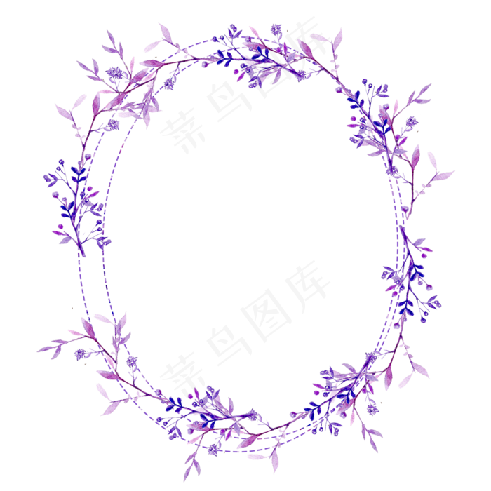 紫色水彩花朵边框(2100X2100(DPI:300))psd模版下载