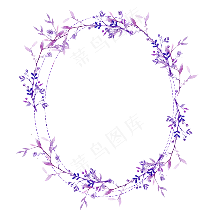 紫色水彩花朵边框(2100X2100(DPI:300))psd模版下载