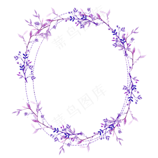 紫色水彩花朵边框