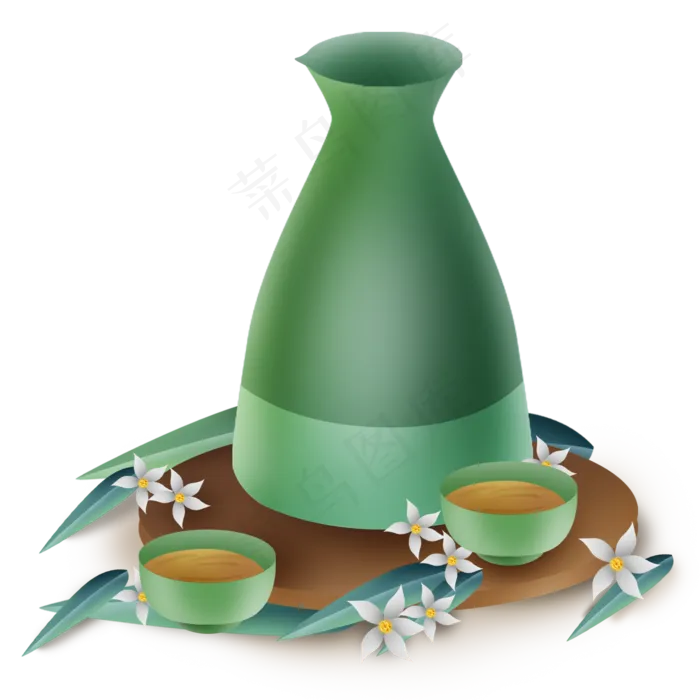 古风绿色清酒(2000X2000(DPI:300))psd模版下载