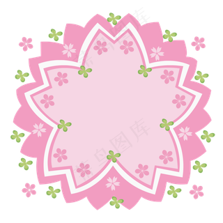 手绘粉红色樱花绿叶子装饰边框免