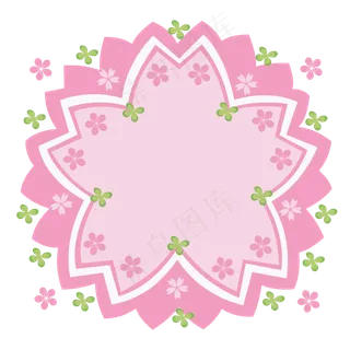 手绘粉红色樱花绿叶子装饰边框免