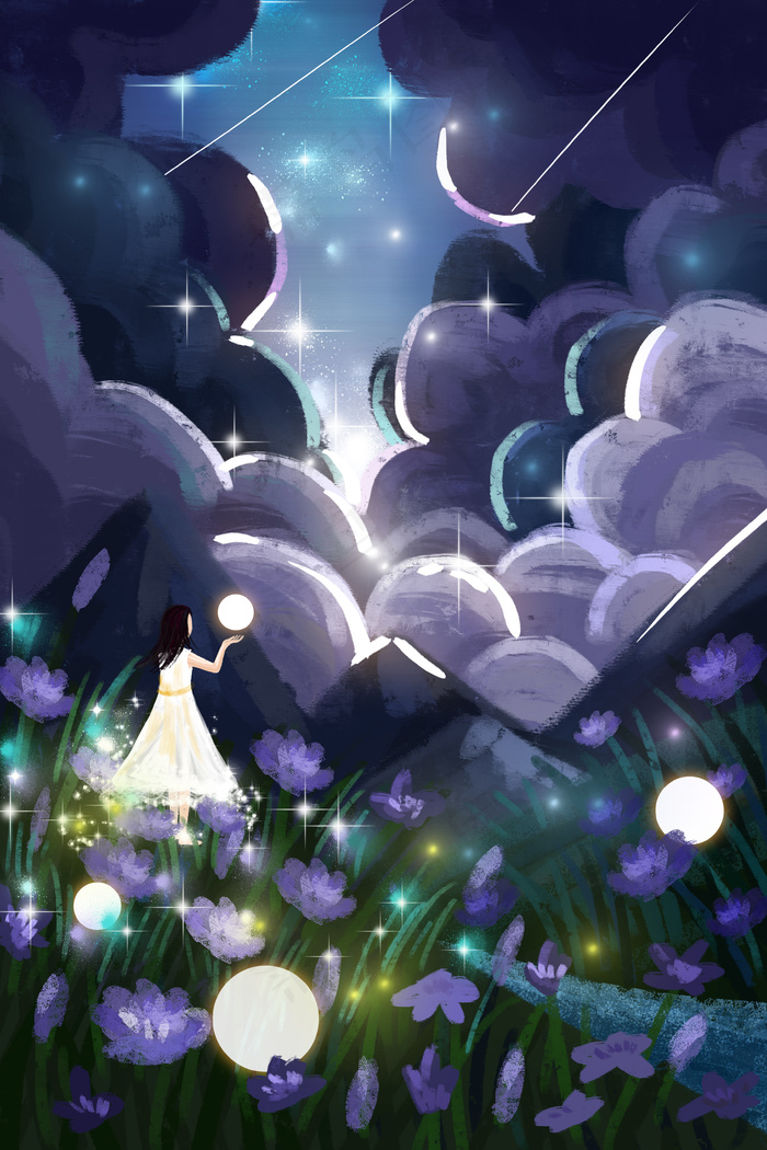 治愈系风景手绘背景