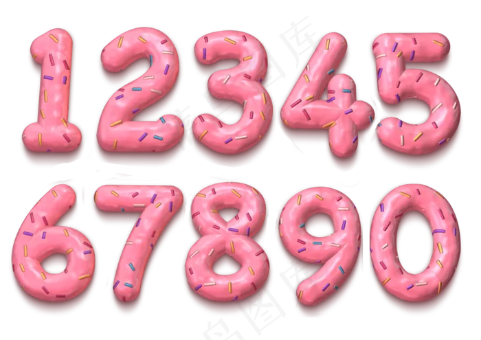 甜甜圈风格可爱数字(3508X2480(DPI:300))psd模版下载