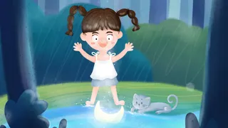 夏季大暑小暑女孩猫月亮