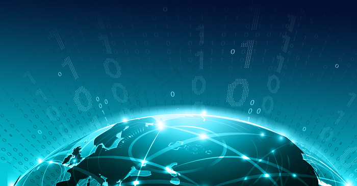 蓝色科技地球商务大气光效背景