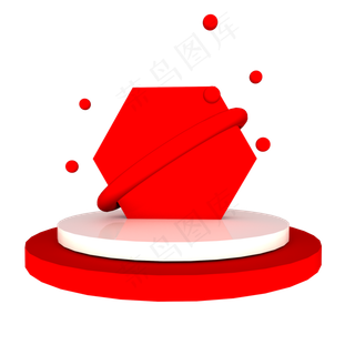 C4D母亲节大红色展台,免抠元素