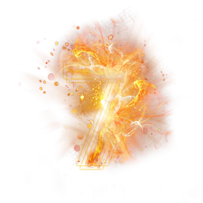 光芒层次火焰倒计时数字7(3000*3000px 	      )psd模版下载