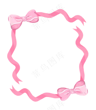 手绘粉色丝带蝴蝶结边框,免抠元素