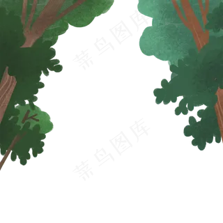 春天绿色水彩树免抠图