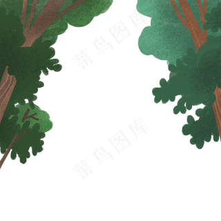 春天绿色水彩树免抠图