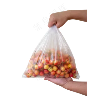 手和水晶樱桃透明袋子