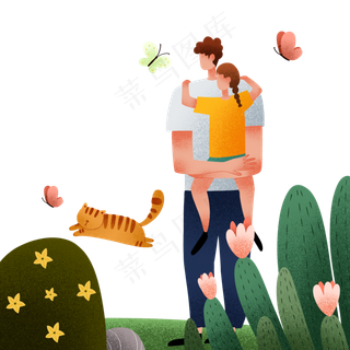 扁平肌理风父亲节父女