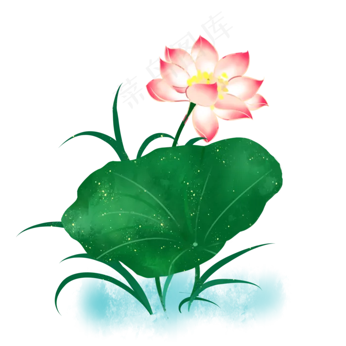 夏季小清新荷花荷叶png免抠图(2000X2000(DPI:300))psd模版下载