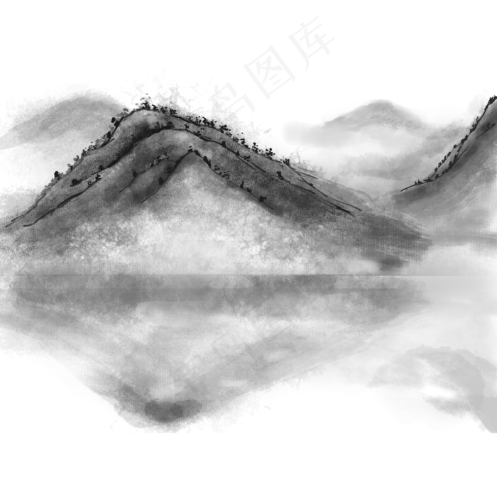 商用元素水墨主题水墨山(2000X2000(DPI:300))psd模版下载