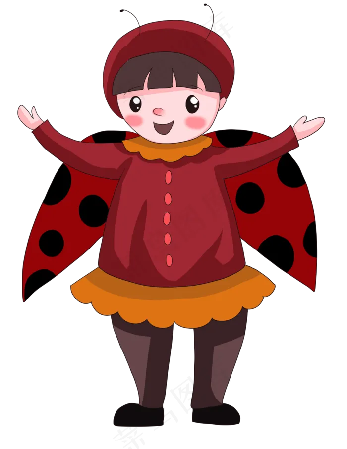 手绘卡通虫子衣服甲壳虫女孩(2551X3307(DPI:300))psd模版下载
