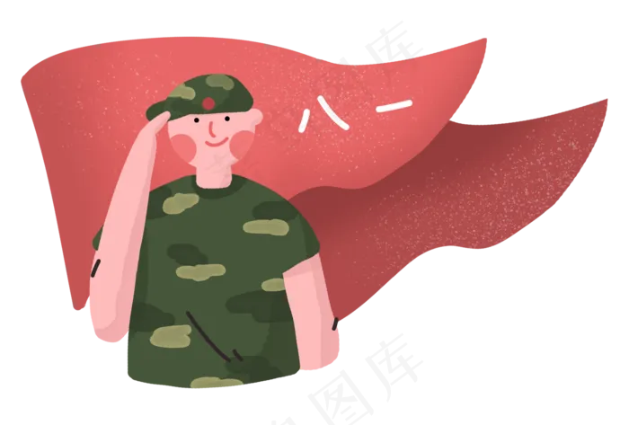 八一建军节军人红旗(3496X2362(DPI:300))psd模版下载