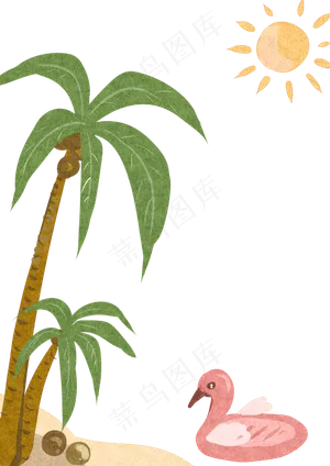 沙滩椰树边框