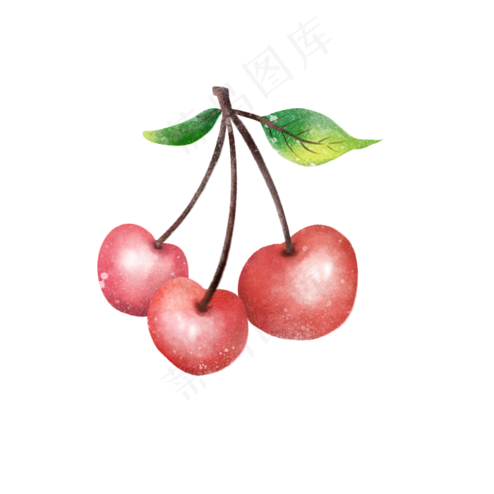 水彩小樱桃夏日水果png免抠图