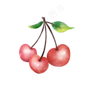 水彩小樱桃夏日水果png免抠图