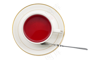 白色杯子玫瑰花茶