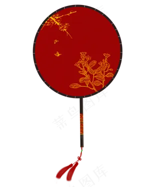 古风中国风团扇手绘风,免抠元素