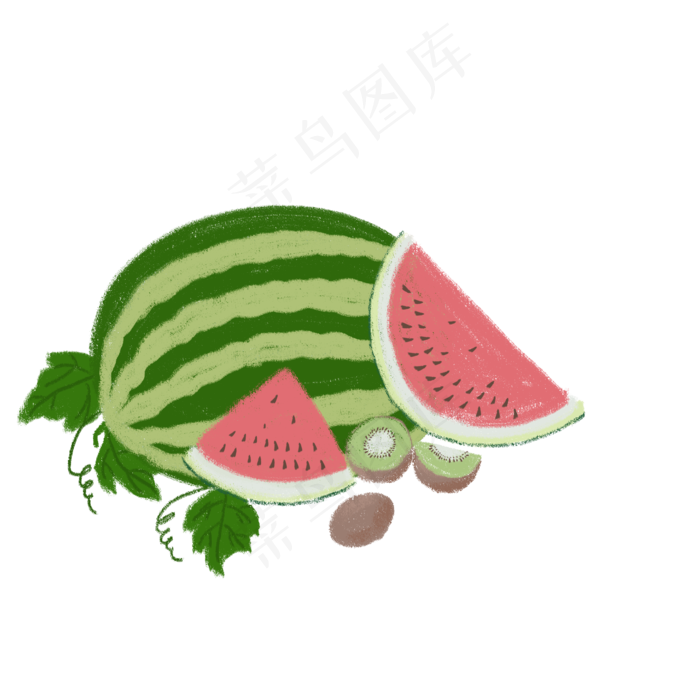 夏天鹅黄色红色绿色手绘肌理西瓜