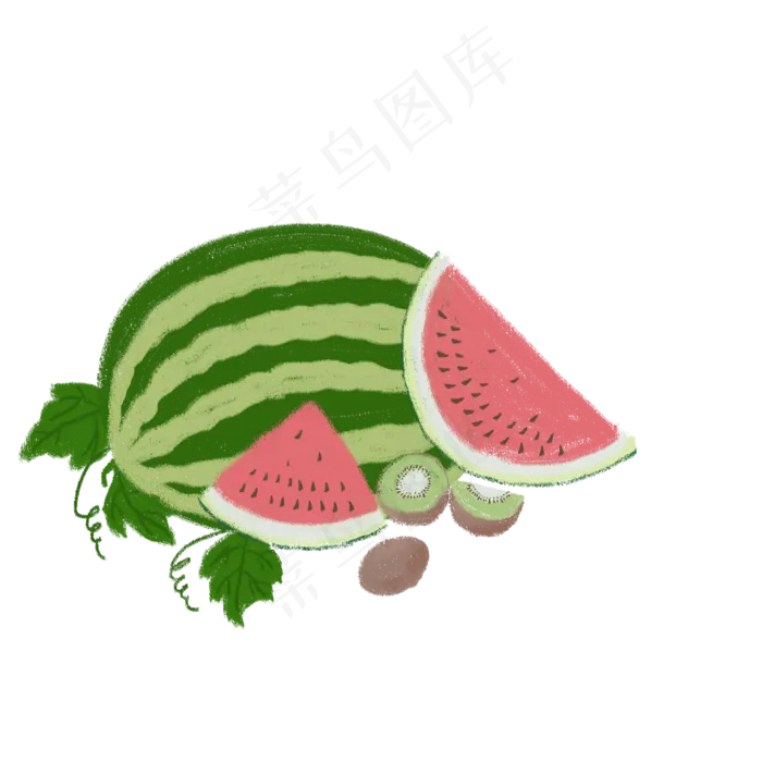 夏天鹅黄色红色绿色手绘肌理西瓜(2000X2000(DPI:300))psd模版下载
