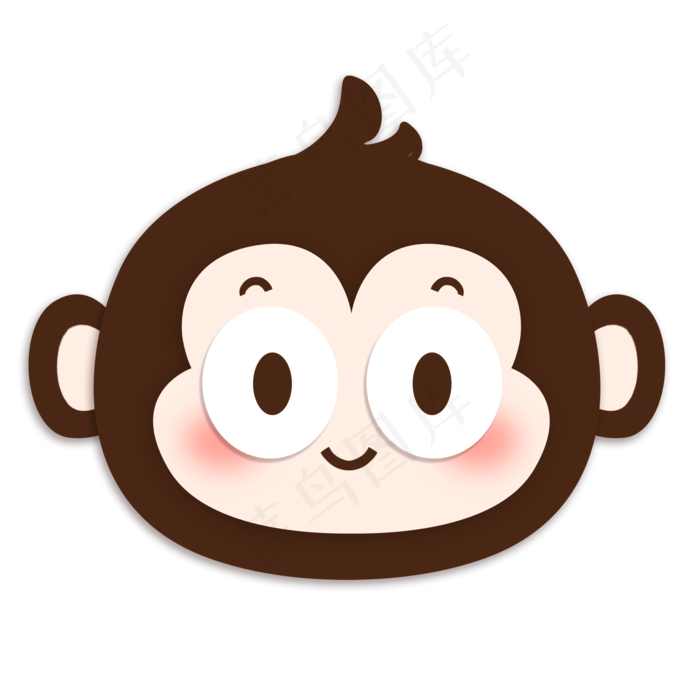 卡通手绘动物肖像可爱Q版猴子,免抠元素