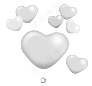 银色心形气球png素材