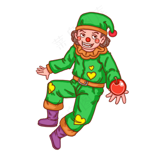 小丑愚人节拿苹果卡通人物,免抠元素