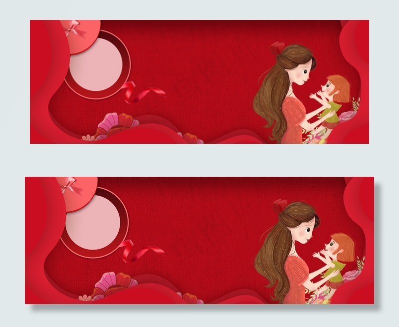 母亲节卡通红色海报背景