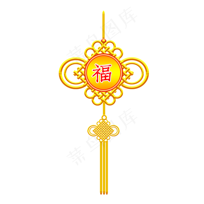 金色福字中国结,免抠元素