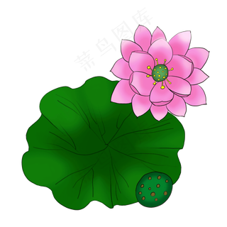 图案小物荷花插图