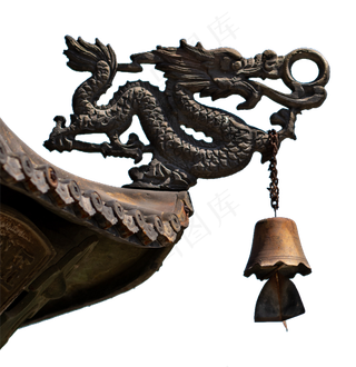 香炉风铃与远山天空,免抠元素