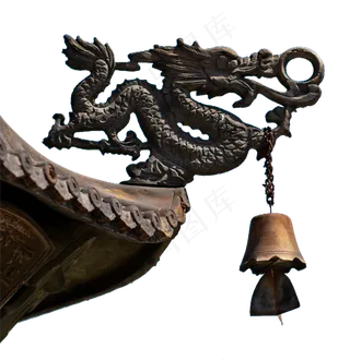 香炉风铃与远山天空,免抠元素