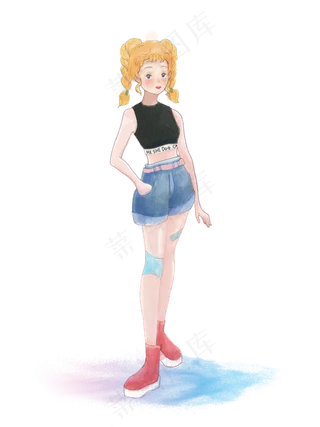 水彩少女清新可爱唯美