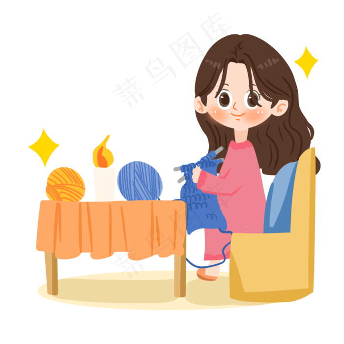 母亲节卡通母亲织围巾PNG素材