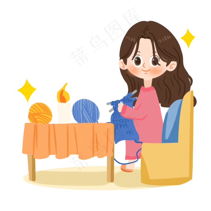 母亲节卡通母亲织围巾PNG素材(3000X3000(DPI:300))psd模版下载