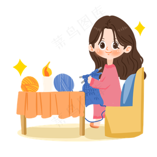 母亲节卡通母亲织围巾PNG素材