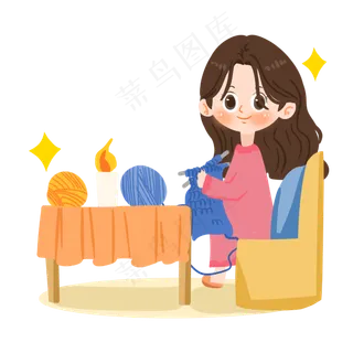 母亲节卡通母亲织围巾PNG素材 母亲节卡通母亲织围巾PNG素材