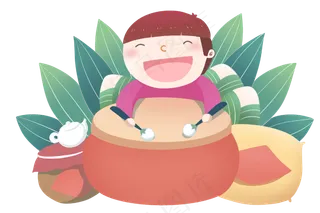 端午节小清新敲鼓psd分层源文件