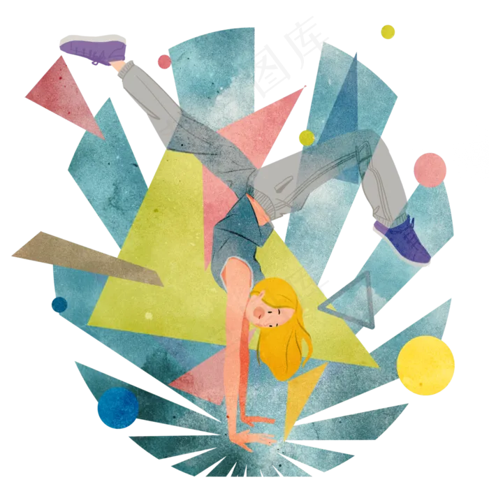 街头街舞少女装饰,免抠元素(3000X3000(DPI:300))psd模版下载