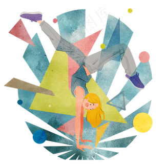 街头街舞少女装饰,免抠元素 街头街舞少女装饰,免抠元素