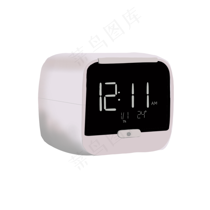 灰色的闹钟手绘插画,免抠元素